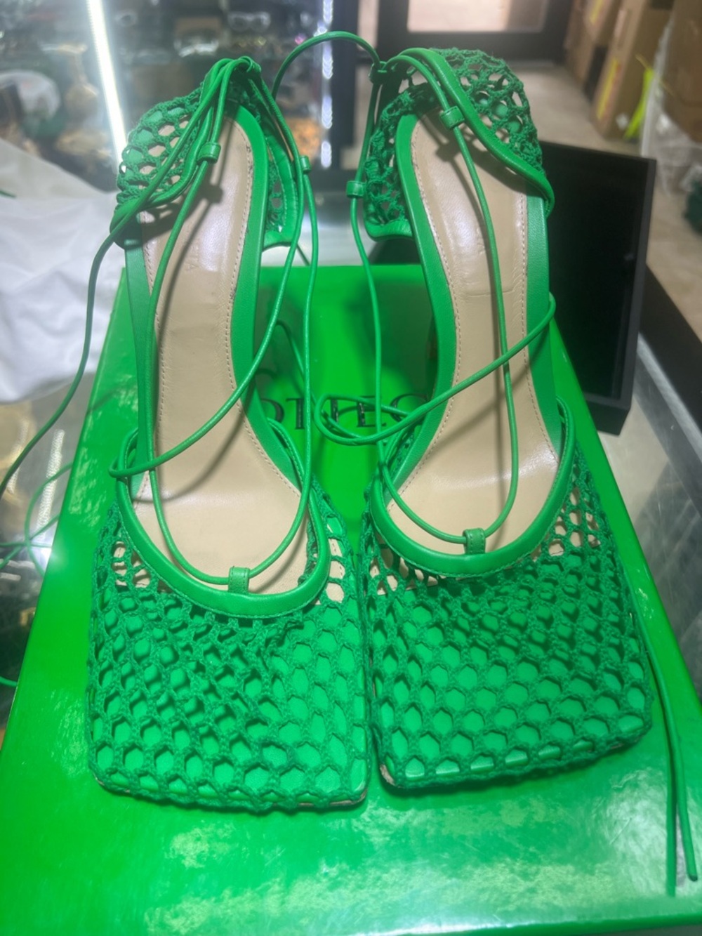 Bottega Veneta Green Stretch Heels